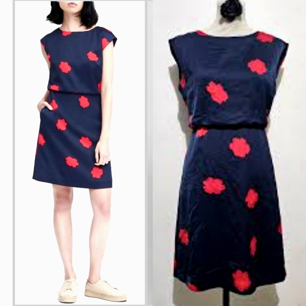 Banana Republic Satin Poppy Floral Blouson Dress XS